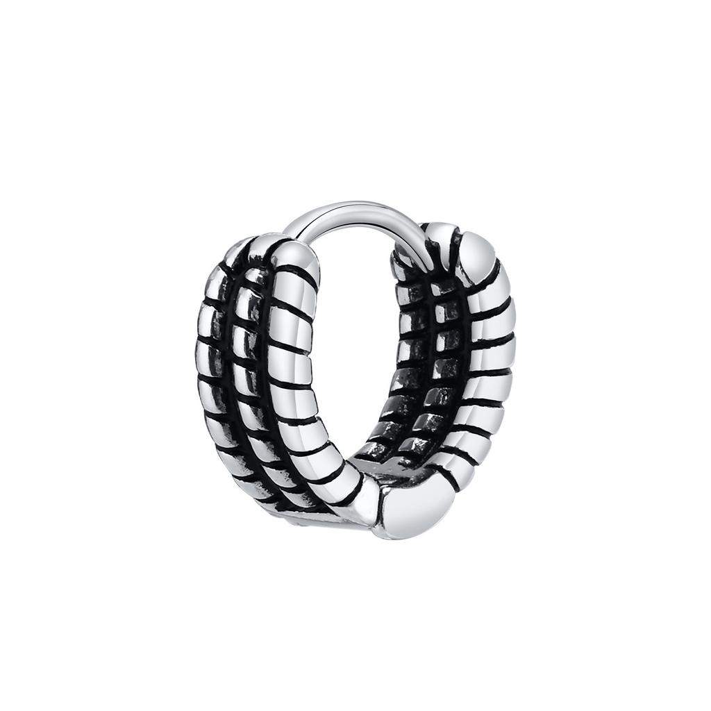Vnox Ethnic Hoop Huggie Earrings for Men Boys, Anti Allergy Stainless Steel Rock Punk Round Earring Gifts To Boyfriend BFF