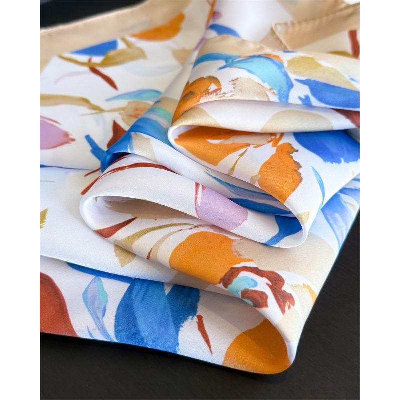 Elegant Printed Silk Like Square Scarf For Women Daily Use