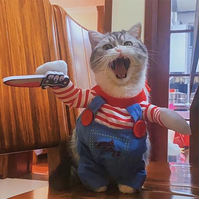 Roupas Engraçadas para Gatos Fantasias de Cosplay de Halloween Para Cães Pequenos e Médios Gatos Criativo Animal de Estimação Festa Gatinho Macacões Macio Quente Casaco de Gato