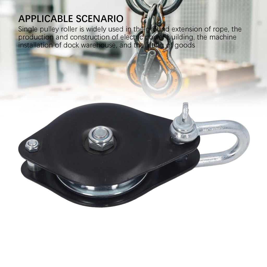 Single Pulley Roller Heavy Duty Universal 0.5T Load Lifting Crane Snatch Block Bearing Hook Boat Accessories