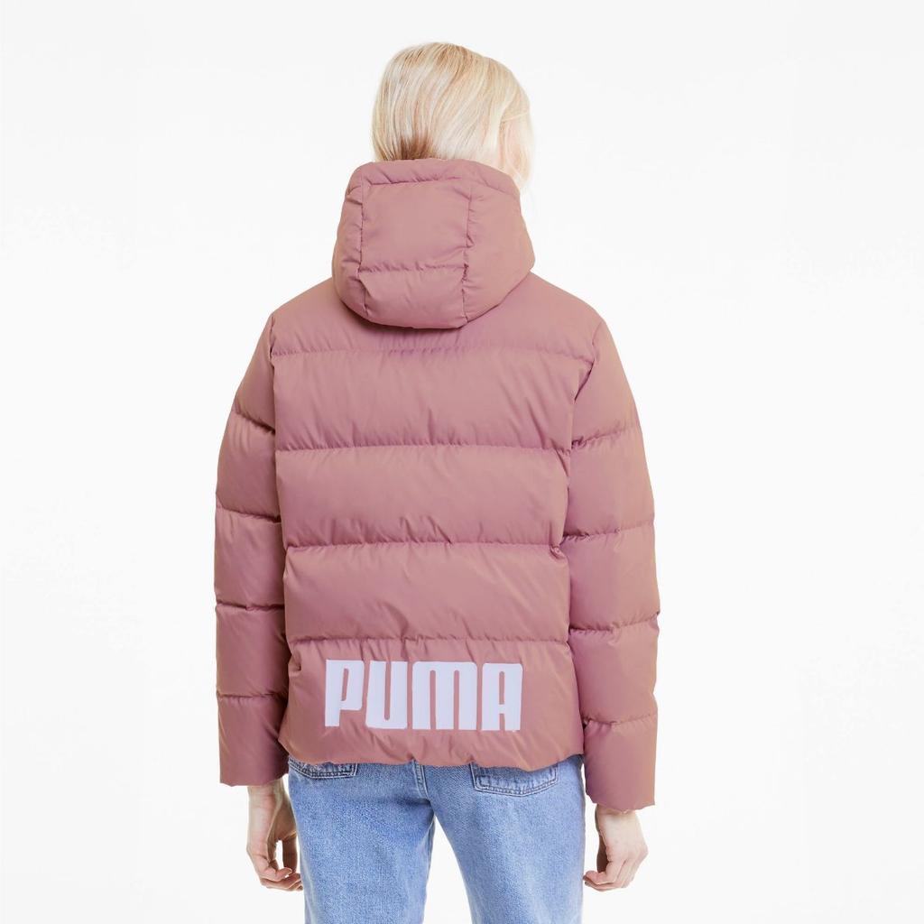 Puma Logo Warm Hooded Down Jacket Women Jacket Pink Purple 586930-16