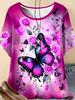 2026 Fashion 3D Butterfly Print T-Shirt for Women Summer Casual O-Neck Short Sleeve Tops Loose Summer Tees Y2k Woman Clothing