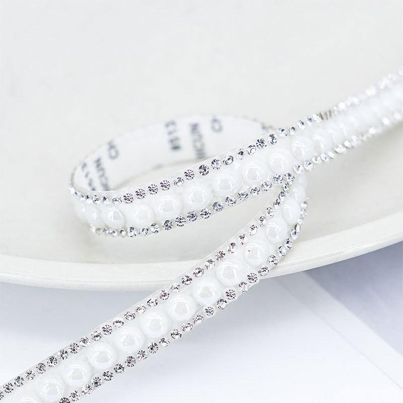 

Самоклеящиеся полоски из жемчуга и страз-бриллиантов для украшений и одежды своими руками 40cm with Double-sided Tape