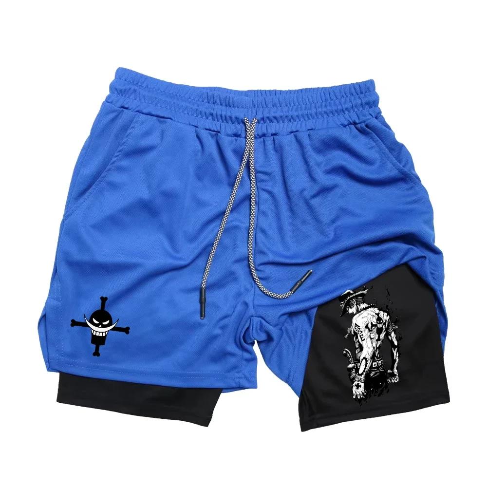 Muay Thai Kickboxing Boxing MMA Onepiece Pirate Ace Whitebeard Cartoon Japan Shorts Unisex Workout Quick Dry Print Elastic Waist Training