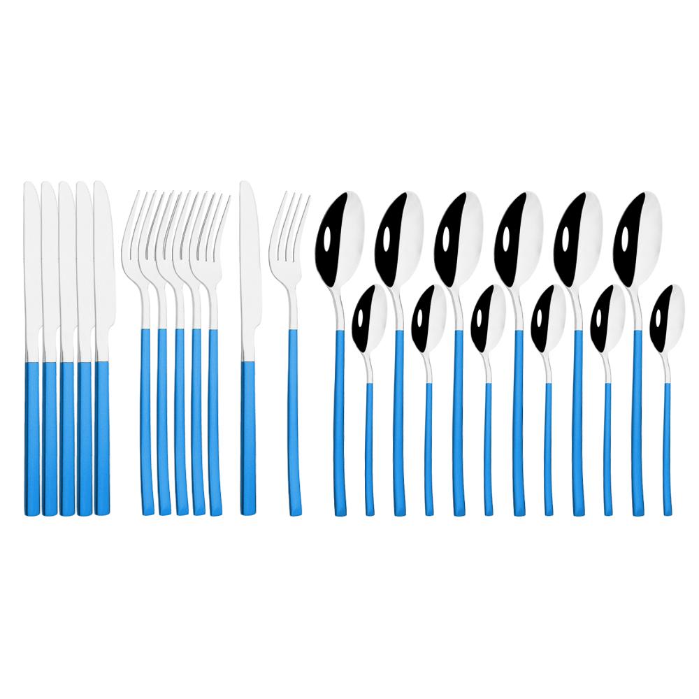 Gold Dinnerware Set Luxury Cutlery Stailess Steel Set 24Pcs Tableware Knives Forks Dining Dinner Set Western Food Restaurant