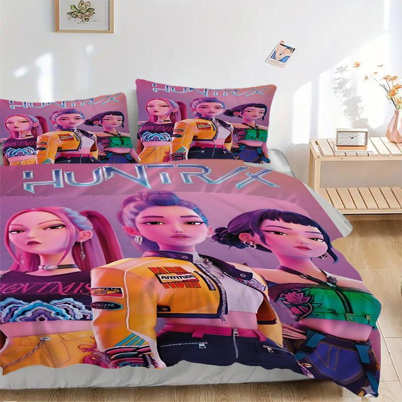 

3pcs Huntrix, K-pop Duvet Cover Set for Bedroom - Includes 1 Duvet Cover and 2 Pillowcases (Core Not Included) yy251015240 135x200cm