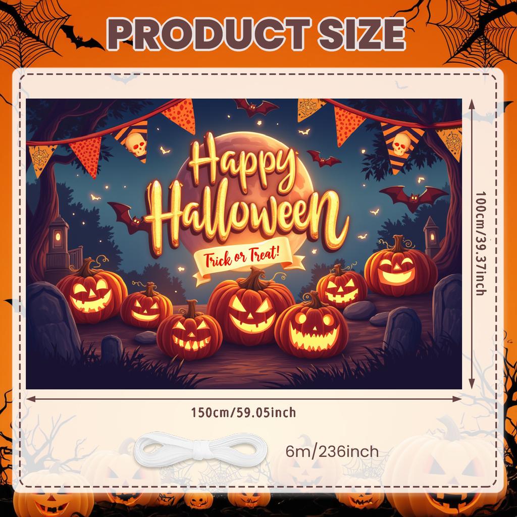 Trick Or Treat Banner Colorful Design Party Backdrop Pumpkin Banner Festive Banner For Themed Party Event Decor Outdoor