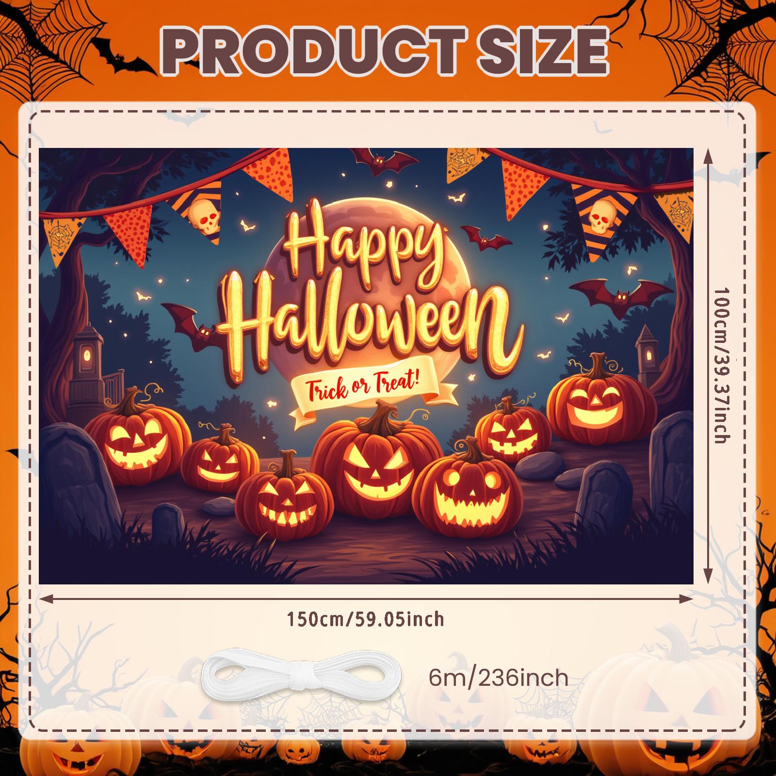 

Trick Or Treat Banner Colorful Design Party Backdrop Pumpkin Banner Festive Banner For Themed Party Event Decor Outdoor