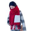 Korean Style Faux Cashmere Scarf with Pocket - Women's Winter High-End Design
