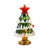 Collectable Glass Table Decor Handmade Mini Christmas Tree Figurine, Blown Tabletop Ornament with Solid Craftsmanship Pieces Star Topper, Desktop for