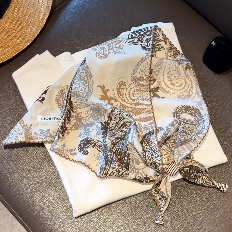 British lace plaid beaded triangular scarf, fart curtain, women's stacking wears high-end fashion waist accessories, fart-covering silk scarf skirt