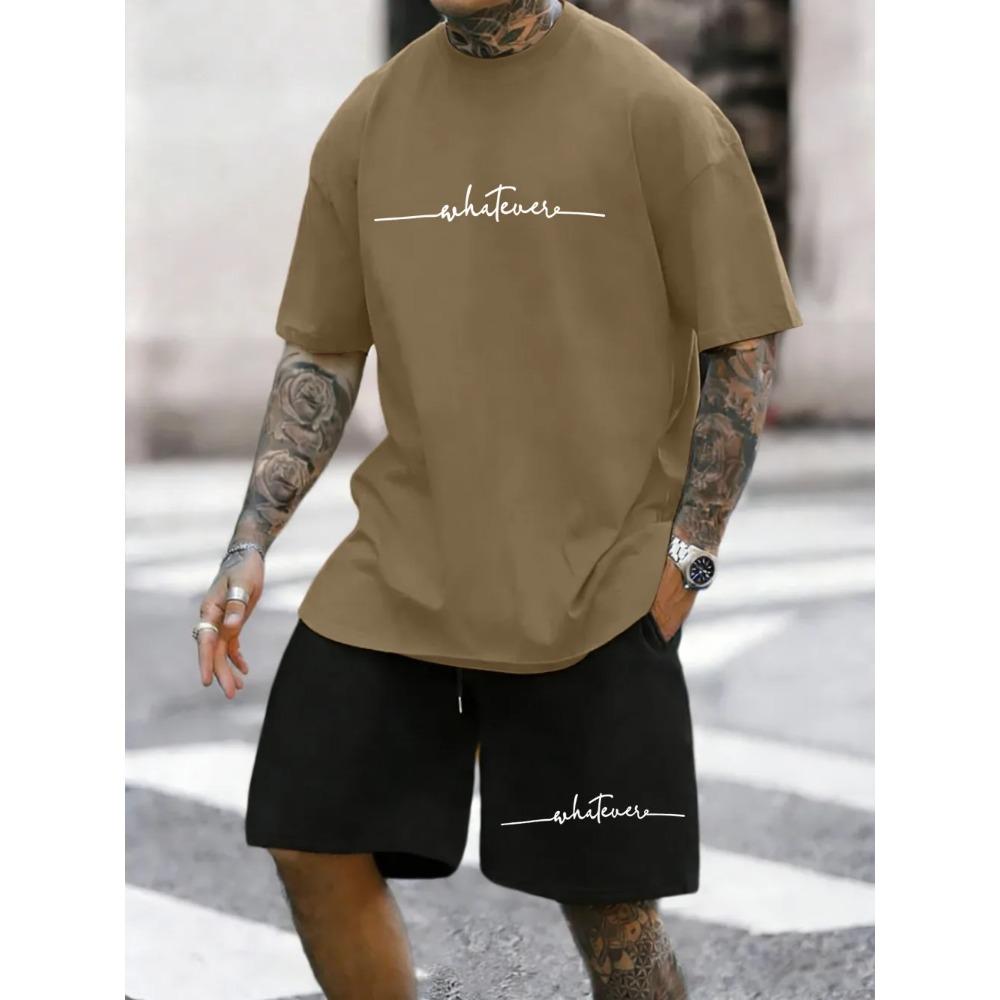 

Summer Men s Text Printing Sports Suit Fashion Trend Breathable Versatile S