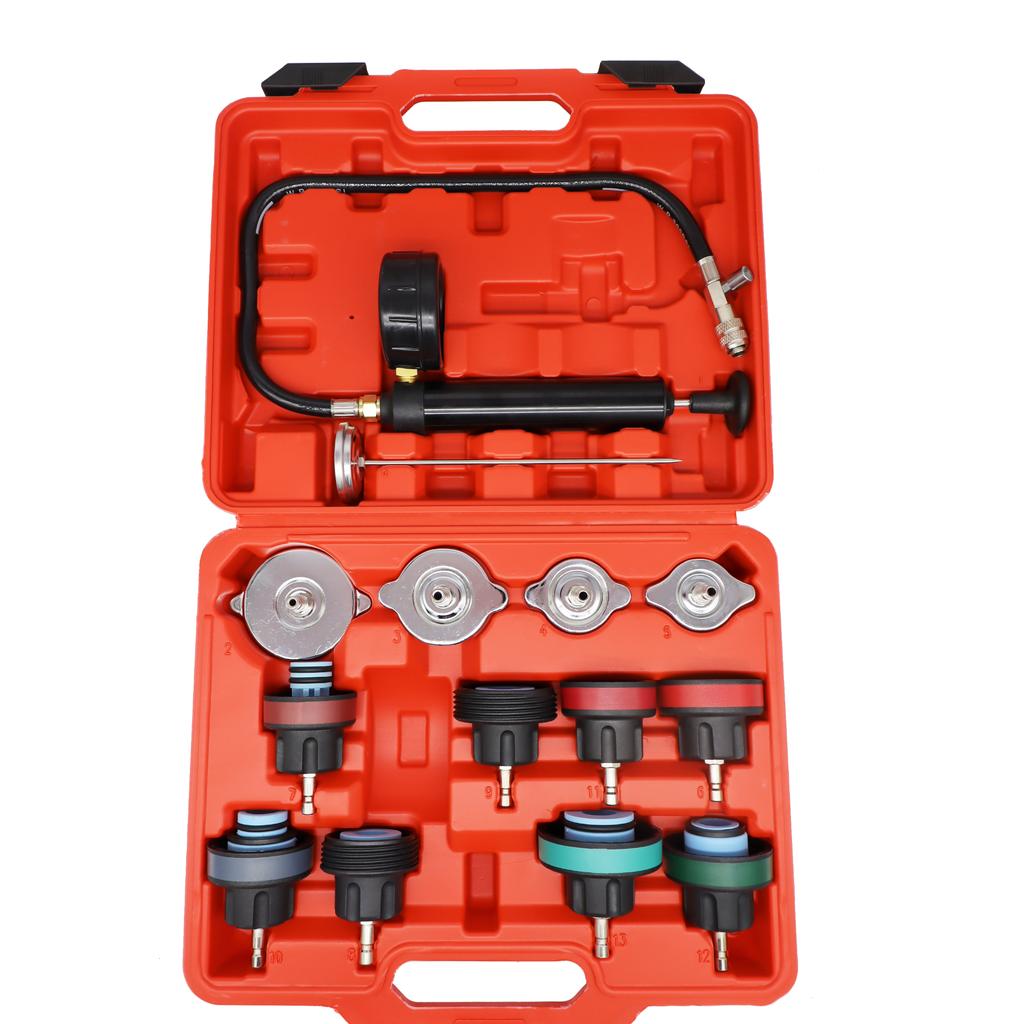 14-18 Piece Coolant Pressure Tester Kit Radiator Pressure Test Kit Automotive Tank Adapter with Gauge Kit