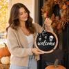 Halloween Wooden Door Hanging Decoration Round Sign for Home Decor