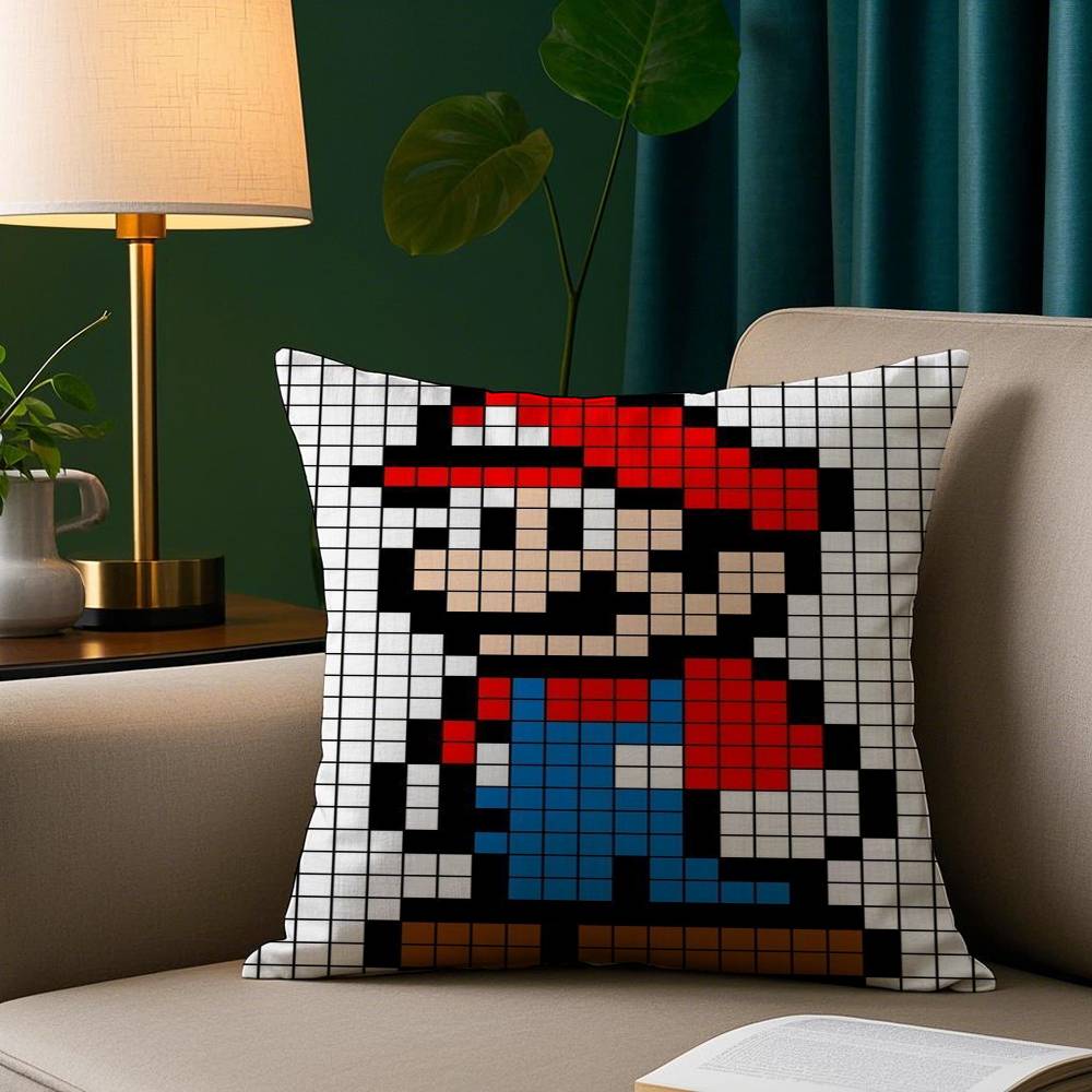 Cartoon M-MarioS Game Pillow Case Plush Fabric Soft Pillowcase Double Sided Print Sofa Cushion Cover Throw