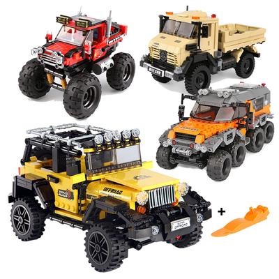 Kendin Yap Araba Kamyon Yapı Taşı Seti Oyuncaklar Kendi Kendine Montaj Model Yaratıcı Masaüstü Dekorasyonu Çocuklar İçin Jeep Tuğlaları Oyuncak Eğitici