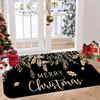 Luxury Golden Holly Pine Letter Front Entry Doormat Black Base Merry Christmas Script Bauble Border Print Porch Decor Rug