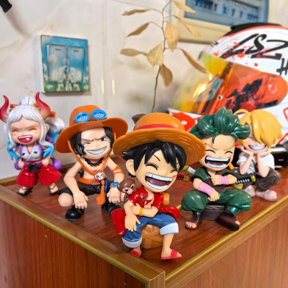 Anime One Piece Mini Figure 5Pcs Luffy Ace Zoro Sanji Yamato Figurine Cake Topper Decoration Birthday Party Supplies