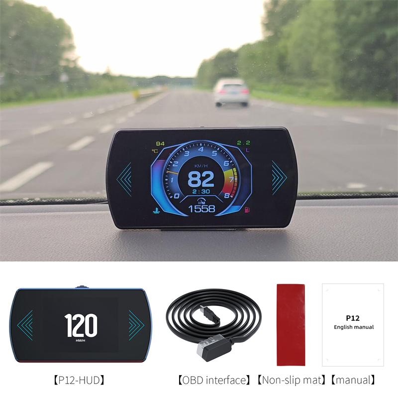 P12S Car Obd2 Head Up Display Dual System For Hud Obd Car Gauge Smart Digital Meter Speed Fuel Read Fault Code Driving Computer