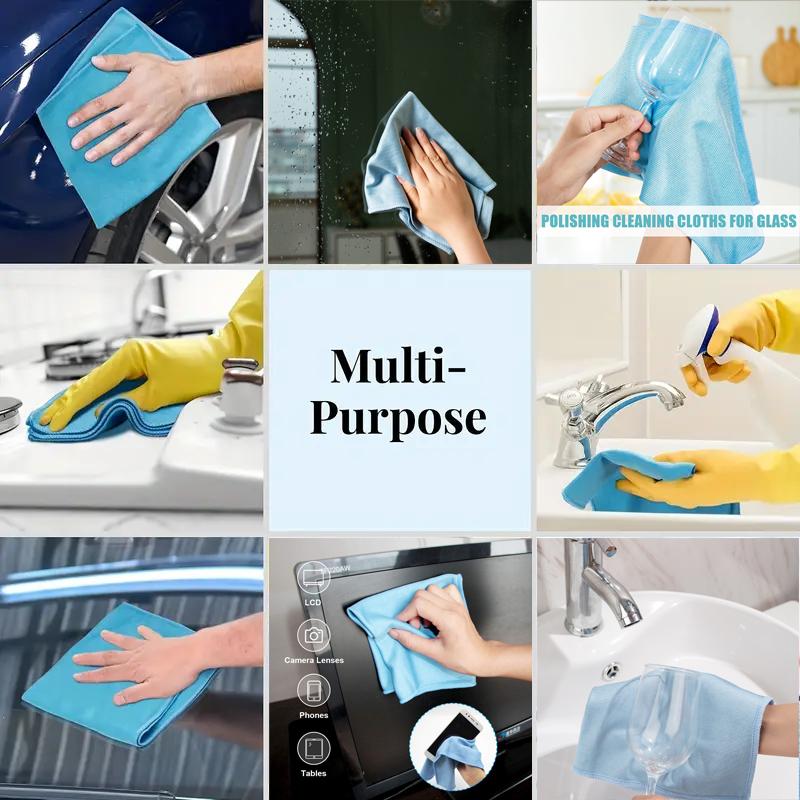 3/4/5/6/7 Pack Microfiber Glass Cleaning Cloths Reusable No Streaks and Lint Free Window/Stainless Steel/Glasses/Mirrors/Screens/Lens Polishing Cloths