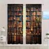 Set Of 2 Jit Bookshelf Printed Curtain Curtains Living Room Library Decor Blackout For Made Polyester With Rod Pocket