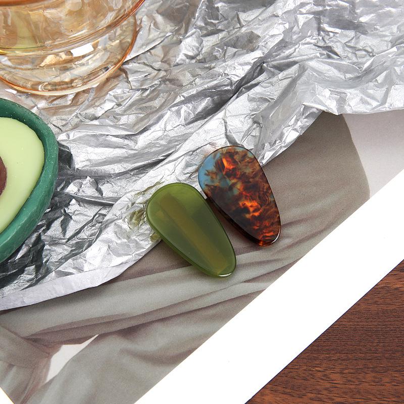 Textured Acetate Color Block Duckbill Hair Clips - Fashionable Water Drop Side Clips (Pair)