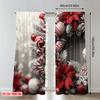 2pcs 2D flat printing High-Quality Christmas Curtains Christmas Wreath Snowflakes Ornaments Digital Printed Polyester Drapes
