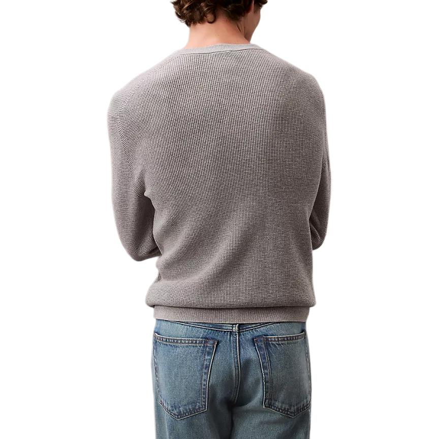 Calvin Klein Solid Comfortable Waffle Knit Long Sleeve Sweater Men tops Gray 40EM305-030