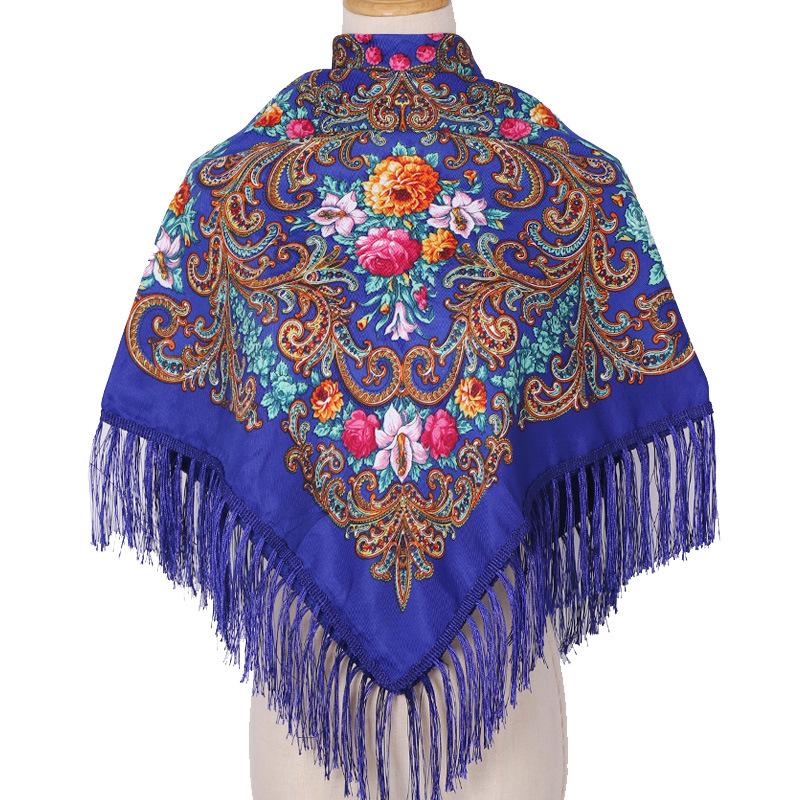 110*110Cm Ethnic Floral Headscarf For Elegant Women Shawl Babushka Bandana Handkerchief Female Head Wraps Print Square Scarves