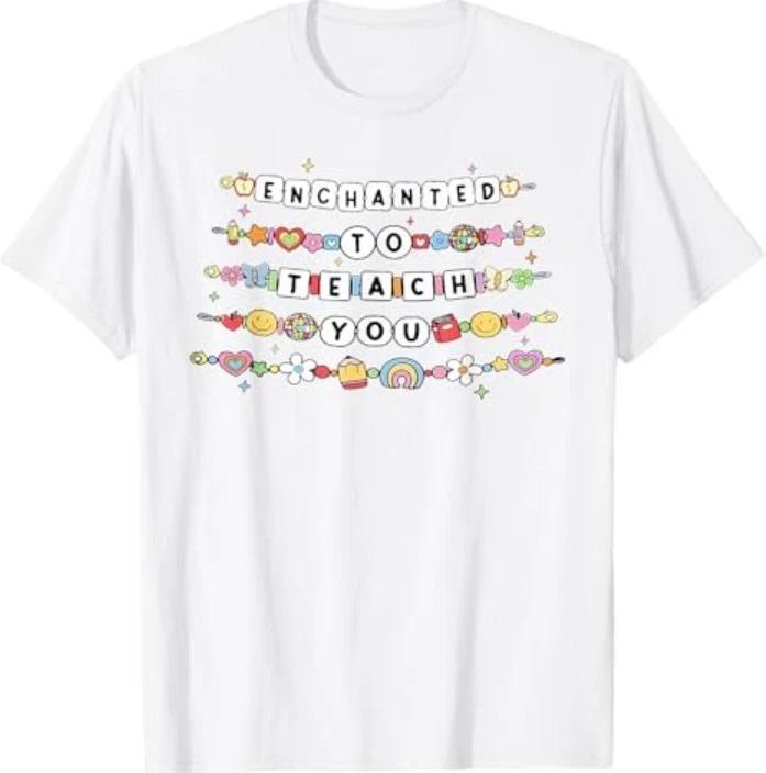 Enchanted To Teach You Friendship Bracelet Teacher Girl T-Shirt S