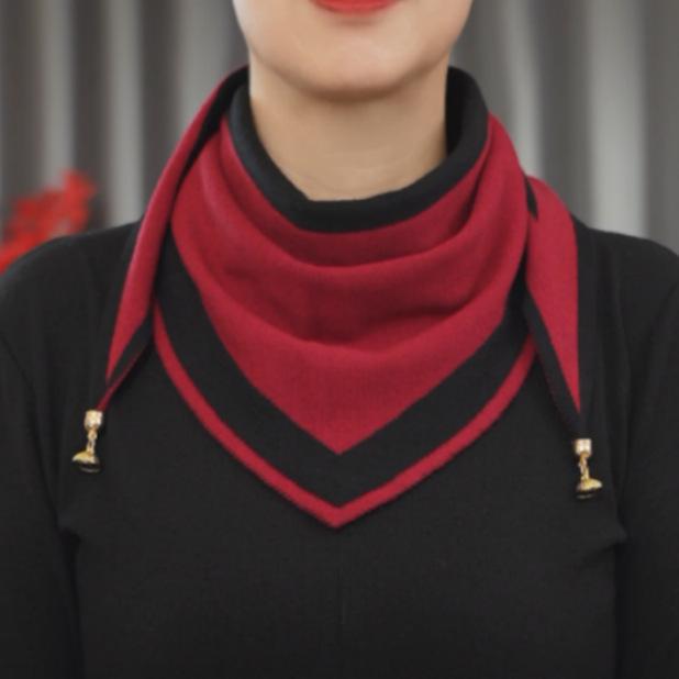 Milan's Two-tone Knitted Triangle Scarf with Decorative Ends
