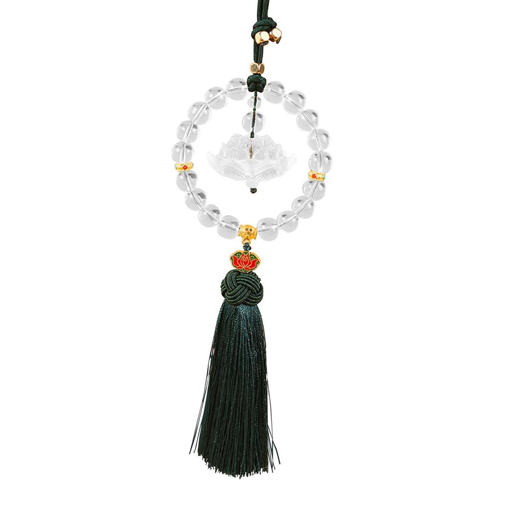Car Mirror Hanging Accessories Glass Lotus Tassel Pendant Rearview Decoration for Home Office Car Charm Gift