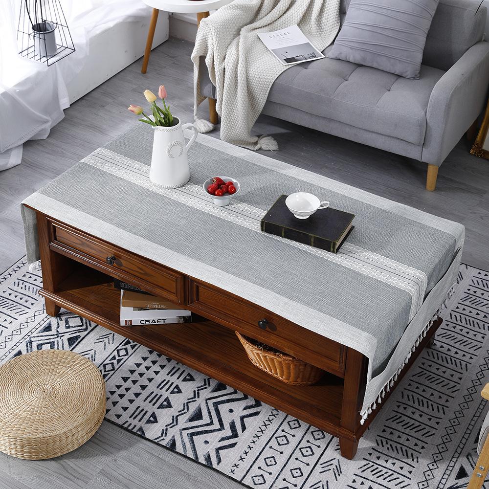 Rectangle Tablecloth Coffee Table Mat Table Mat Fabric Embroidery Jacquard Tassel Household Dust Cover