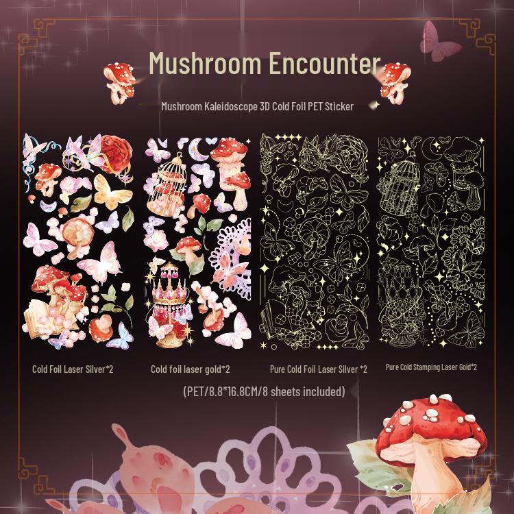 

Yuxian 3D Cold Foil Mushroom Kaleidoscope Stickers for Journals – 4 Styles