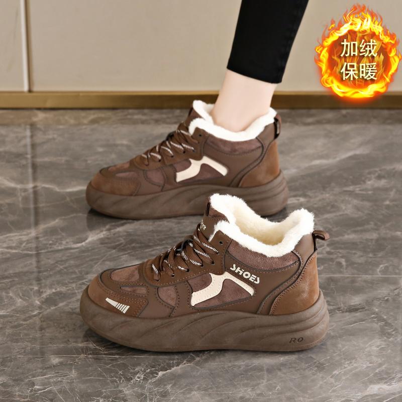 thick-soled snow boots new winter short boots casual sports shoes velvet and cotton warm high-top cotton shoes