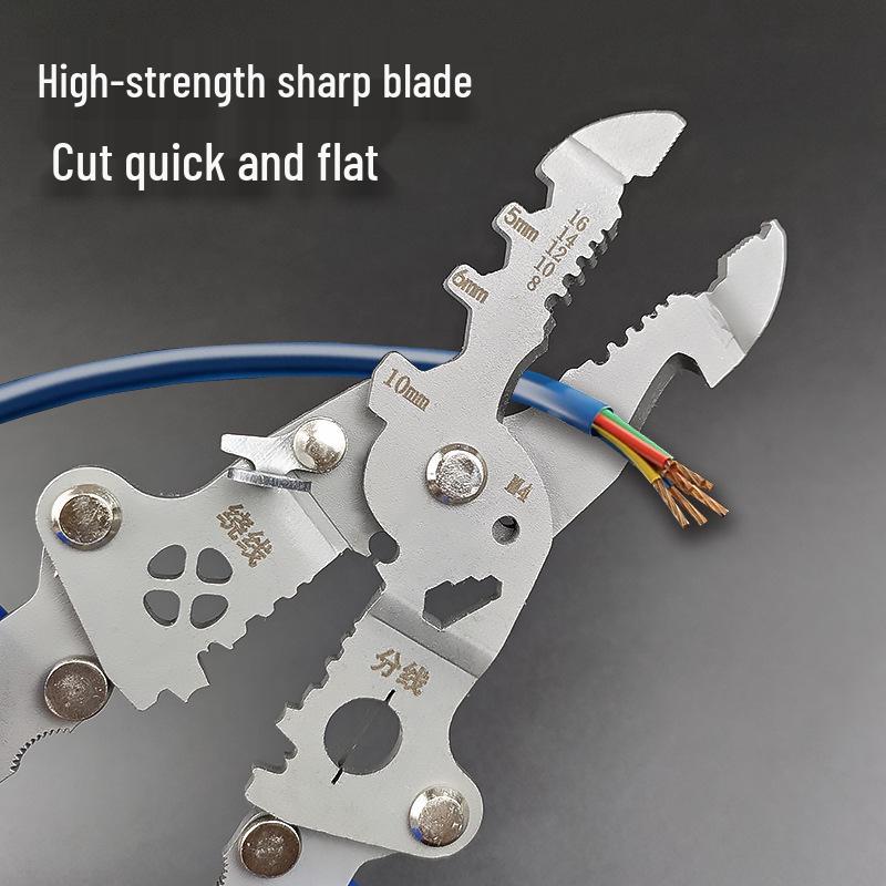Yingjie Electrician's Multifunctional Wire Stripping and Crimping Pliers, Foldable and Handheld