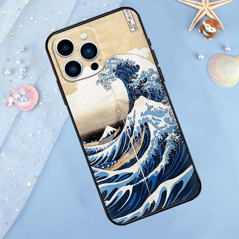 Japanese Great Wave of Kanagawa Phone Case For iPhone 14 13 12 11 15 16 Pro Max 7 8 Plus XR X XS Max 12 13 Mini Cover Case