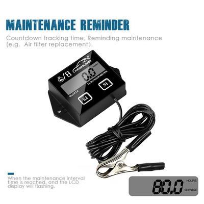 Kebidumei Removable Battery Tach Hour Meter Digital Engine Tachometer Gauge with Clip RPM LCD Display For Motorcycle Stroke Boat