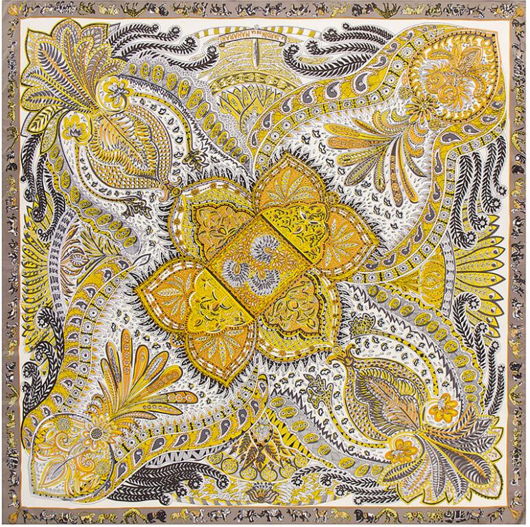 Silk Scarf Women Large Shawls Stoles Cashew Print Square Scarves Echarpes Foulards Femme Wrap Bandanas 130*130CM