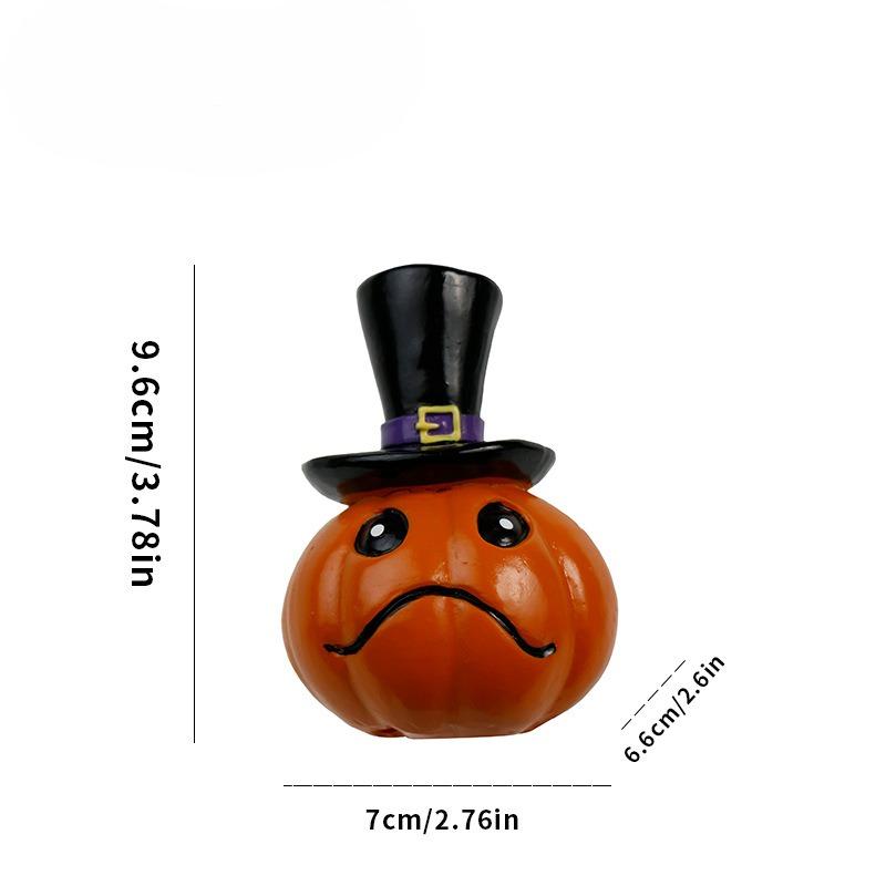 

Halloween Decoration - Terrifying Smiling Face Pumpkin Resin Craft - Home Desk Ornament Unhappy Pumpkin