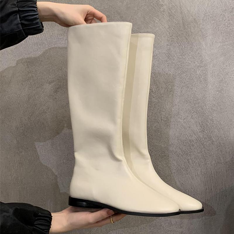 Fashion Flats Women High Boots Fashion Knee High Shoes Designer New Dress Woman's Botas 2025 Autumn Goth Chelsea Boots Mujer Zapatos