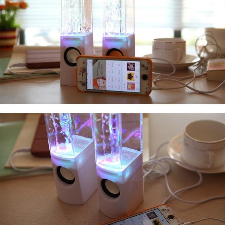 2PCS LED Light Dancing Water Music Fountain Light Speakers for PC Laptop For Phone Portable Desk Stereo Speaker