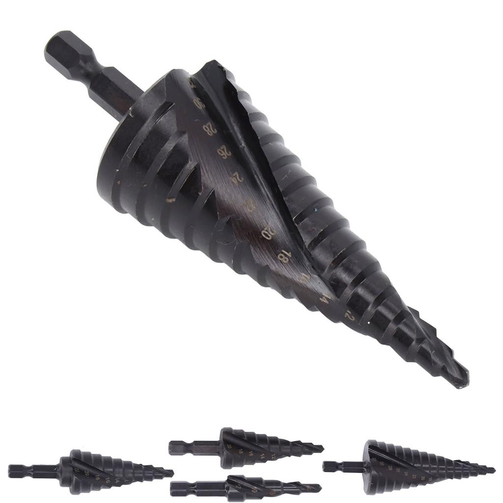 Senker Stufenbohrer HSS Spiral Pagodenbohrer Sechskantschaft Werkzeug für Metall Schwarzer Stufenbohrer Stufenbohrer