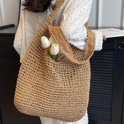 Handbag New Casual Shoulder Bag Beach Vacation Large Capacity Commuter Tote Bag Woven Straw Tote Bag for Women