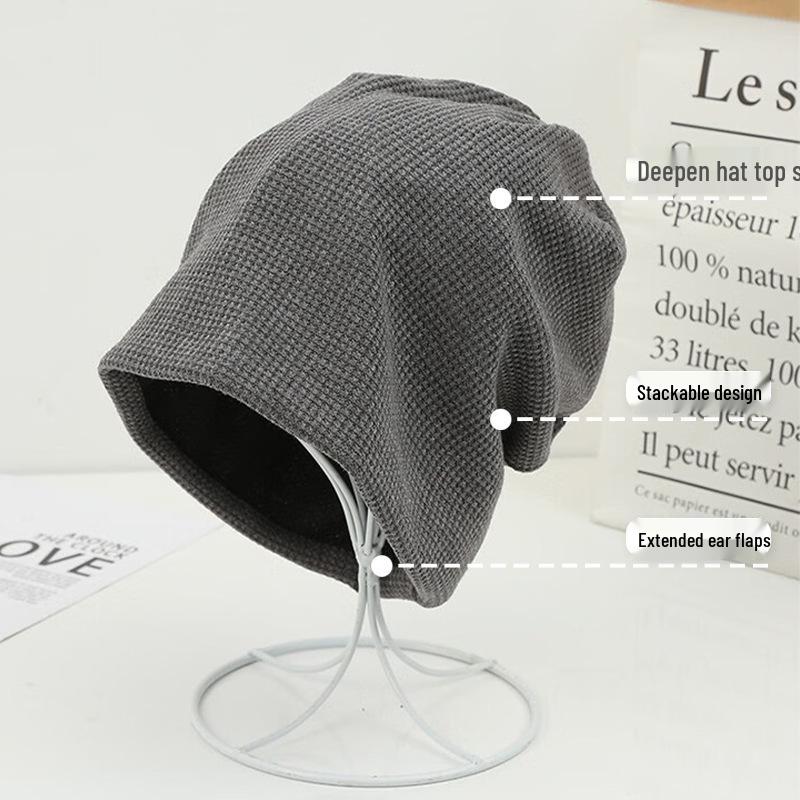 Unisex Waffle Knit Hat: Slimming Design, Large Fit, Breathable, Warm for Autumn & Winter