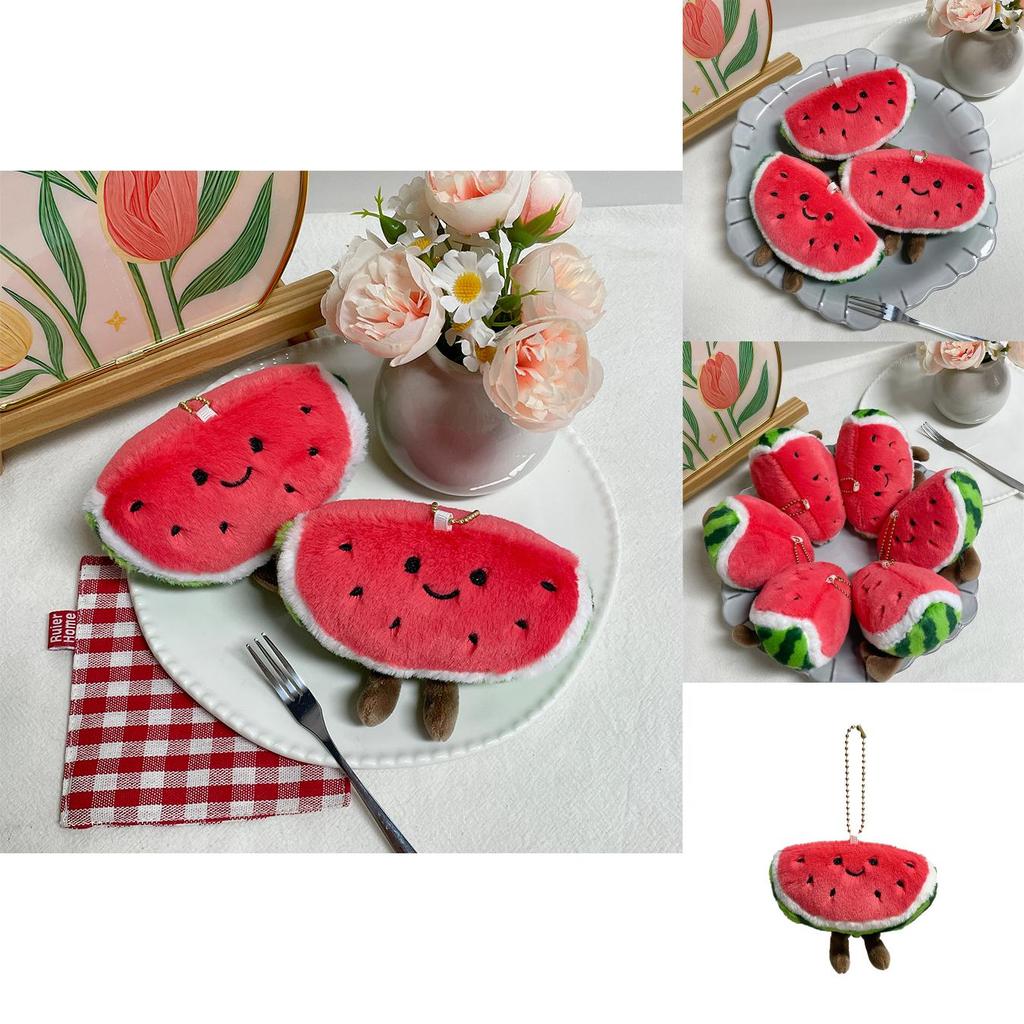 Cute Watermelon Plush Keychain With Pp Cotton Filling For Bag Decoration And Collectors