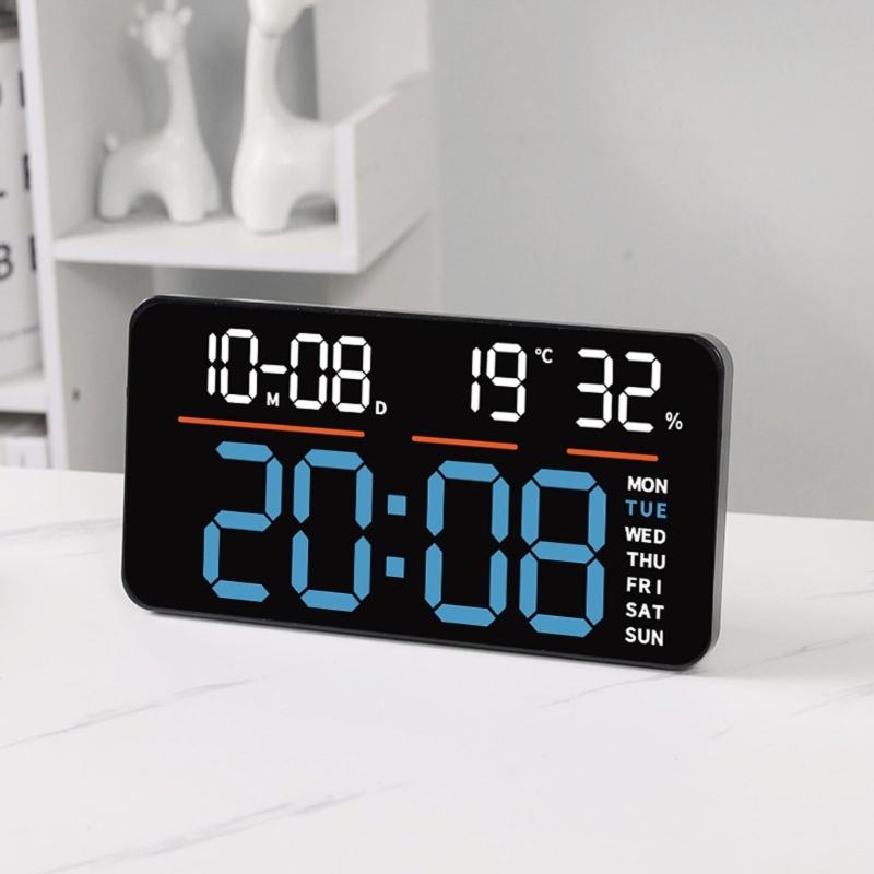Large LED Screen Digital Clock With Double Mount Design 2 Alarms Quiet Operations For Home Office Bedroom Decors