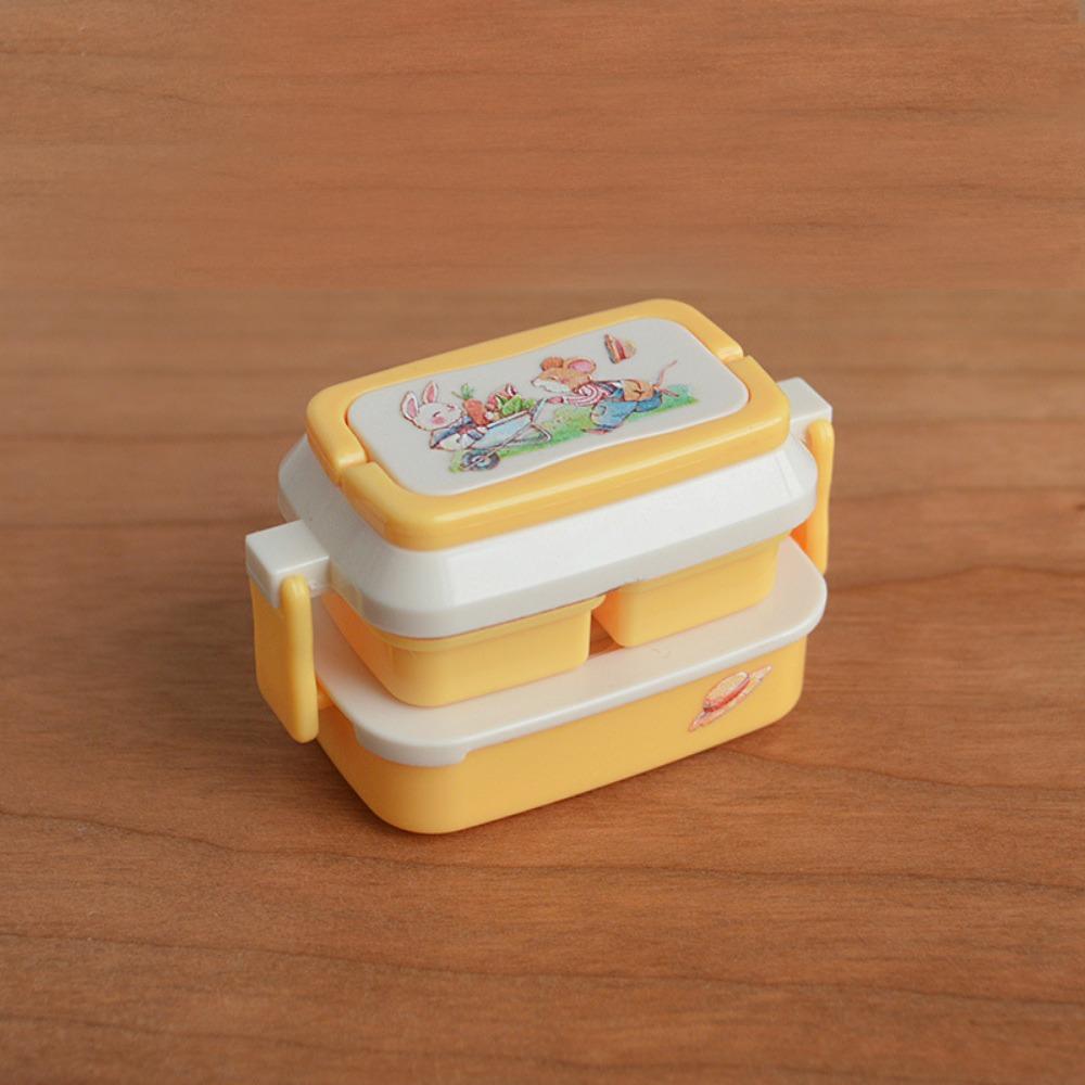 

Многоцветный кукольный набор для пикника 1/6 1/12 масштаб Миниатюрная коробка для бэнто Милая кукольная коробка для ланча Кукольный домик жёлтый