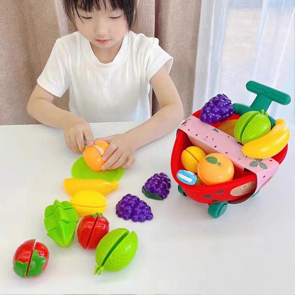 Kids Fruits Cutting Toy Vegetable Cutting Interactive Role Playing Kitchen Cooking Food Play Set