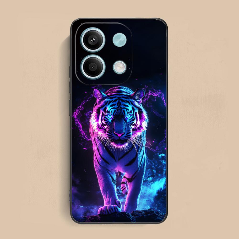 Tiger Neon Mobile Cell Phone Case for Xiaomi Redmi Note 14 13 12 11 S Pro Plus 4G 5G Colorful Printing Cover Pretty Cover Luxury